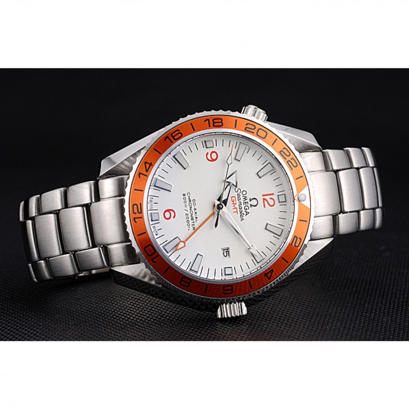 Omega Seamaster GMT White Dial Orange Bezel Stainless Steel Case 622718-4