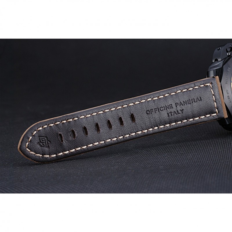 High End Replica Watches Panerai Luminor GMT Ion Plated Stainless Steel Bezel Khaki Leather Bracelet 622315-6