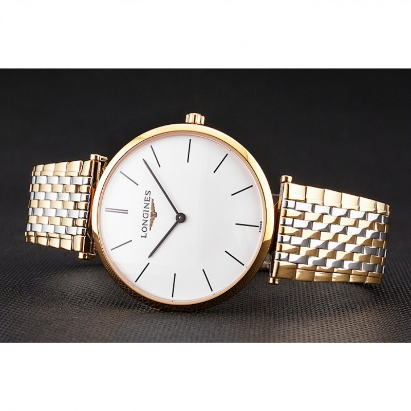 Swiss Longines Grande Classique White Dial Gold Case Two Tone Bracelet-4