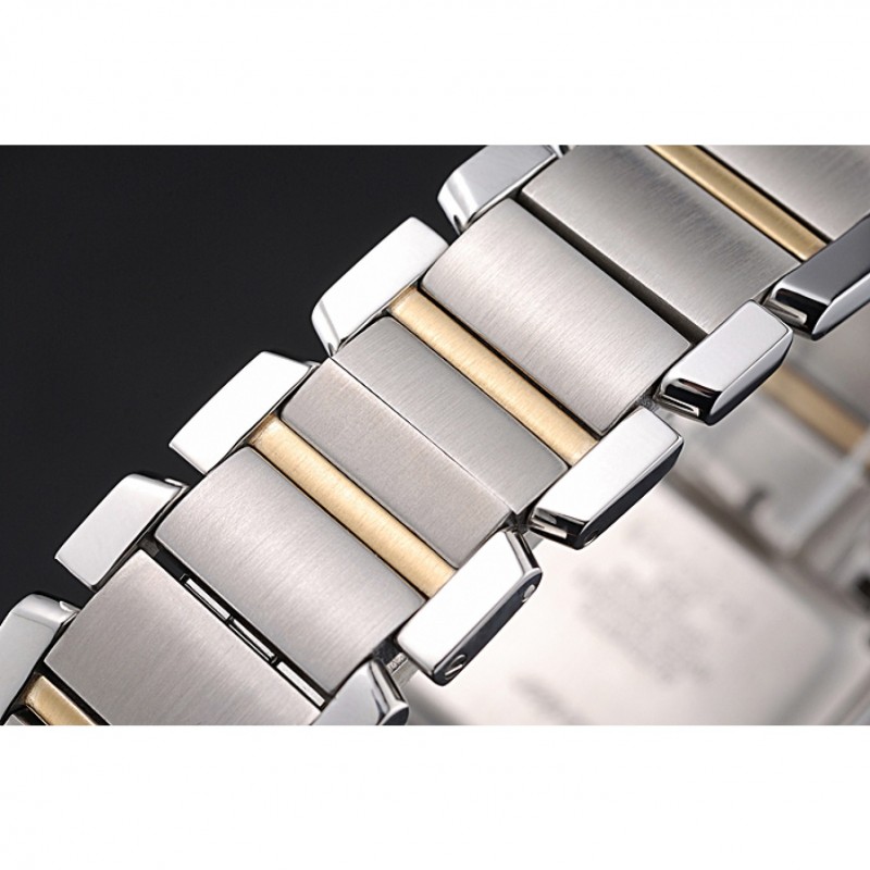 SS Swiss Cartier Tank Francaise Steel Case White Dial Roman Numerals Two Tone Bracelet 622648-4