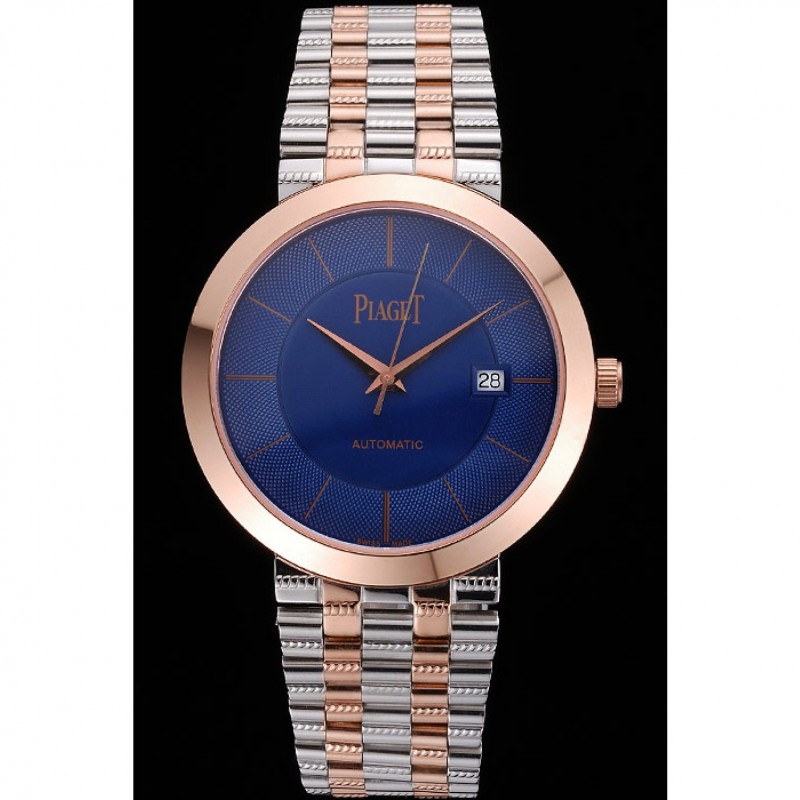 Swiss Piaget Traditional Blue Dial Gold Case Two Tones Stainless Steel Strap-1