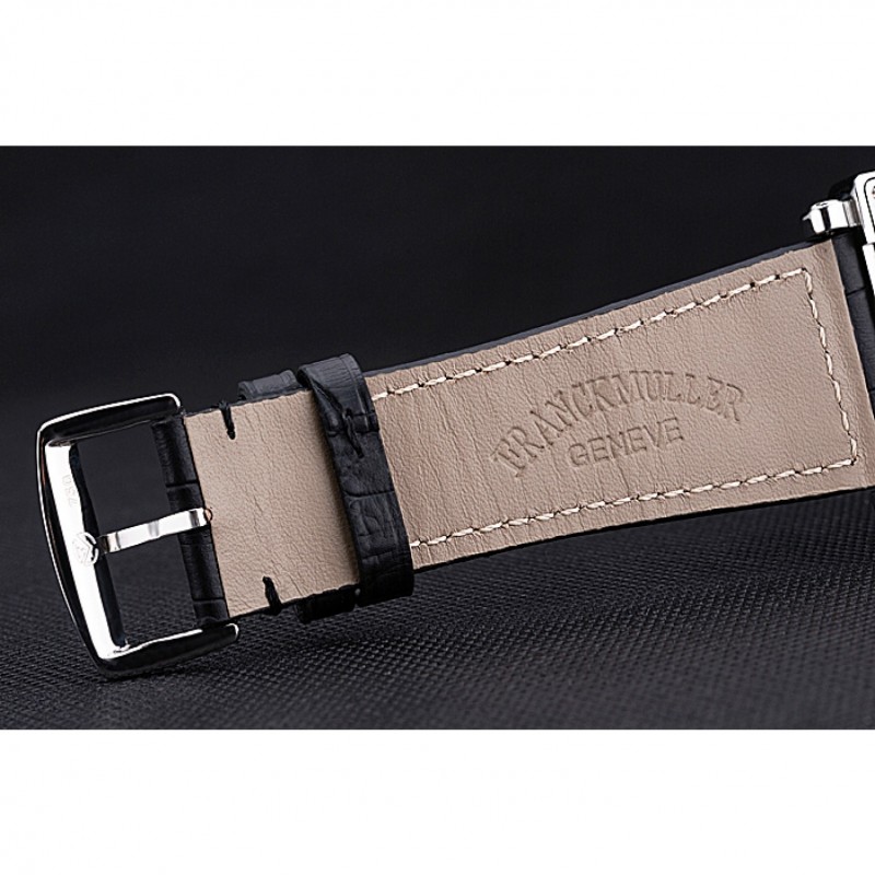 Franck Muller Master Square Black Dial Silver Case Black Leather Band 622353-5
