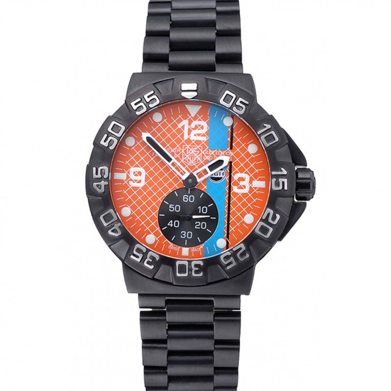 SS Replica Watches Tag Heuer Formula One Special Gulf Edition Orange And Blue Dial Ion Plated Steinless Steel Bracelet 622291-0