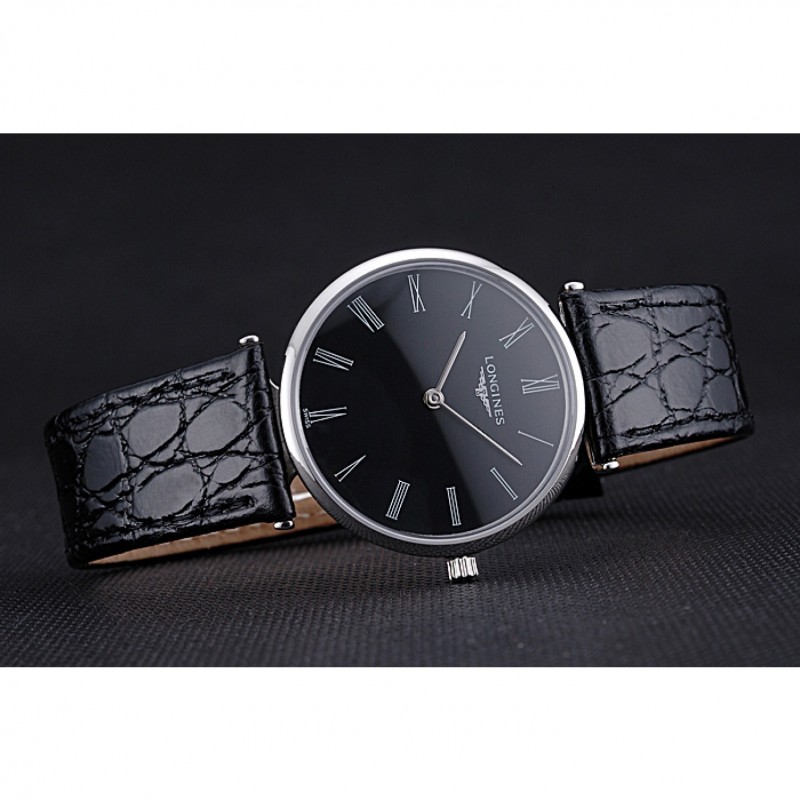 Longines La Grande Classique Black Dial Black Leather Band Homme 622131-3