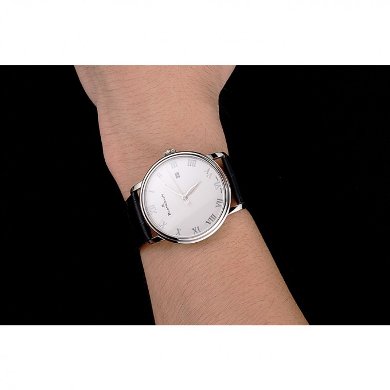 Blancpain Villeret Ultra Slim White Dial Stainless Steel Case Black Leather Strap-8