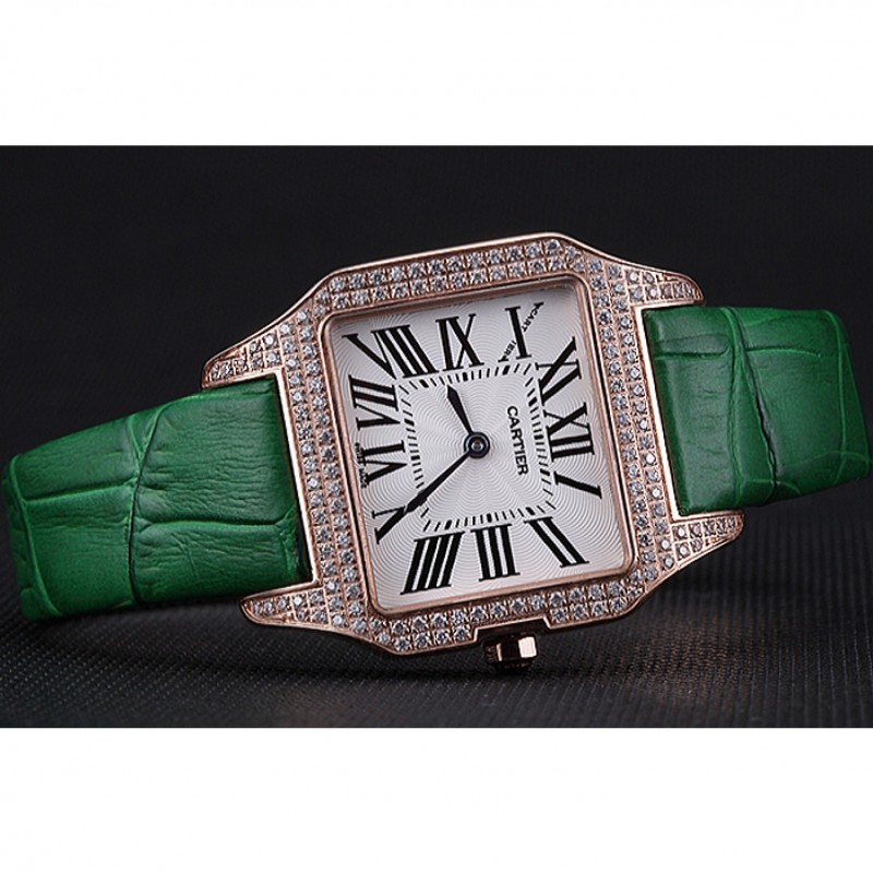 Cartier Santos 100 Diamond Rose Gold Bezel 621912-3