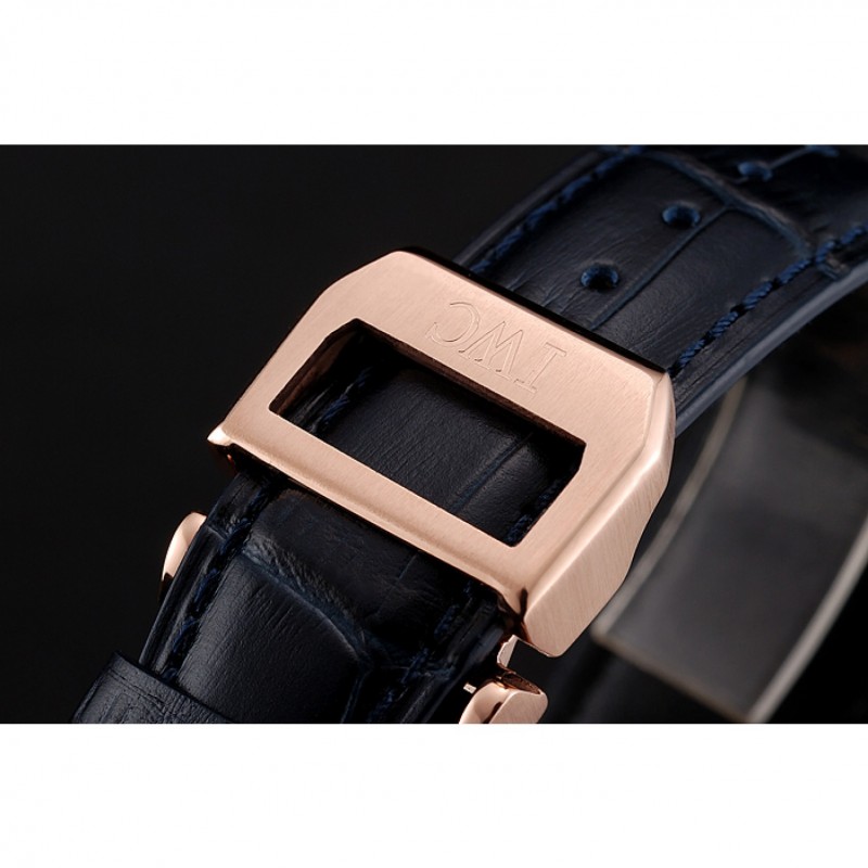 Swiss IWC Portuguese Blue Dial Gold Case Blue Leather Bracelet 1453919-4