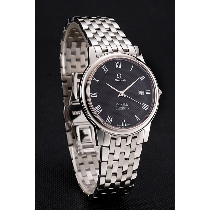 Best Replica Watches Omega DeVille Stainless Steel Bracelet Black Dial 621685-2