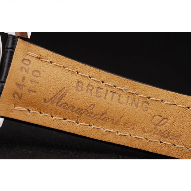 High Quality Breitling Transocean Black Dial Black Leather Strap Polished Stainless Steel Bezel-7