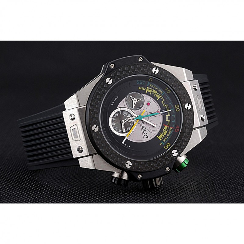 Luxury Replica Watches Hublot Big Bang Unico Bi-Retrograde Chrono King Stainless Steel Case Black Rubber Strap 622770-3