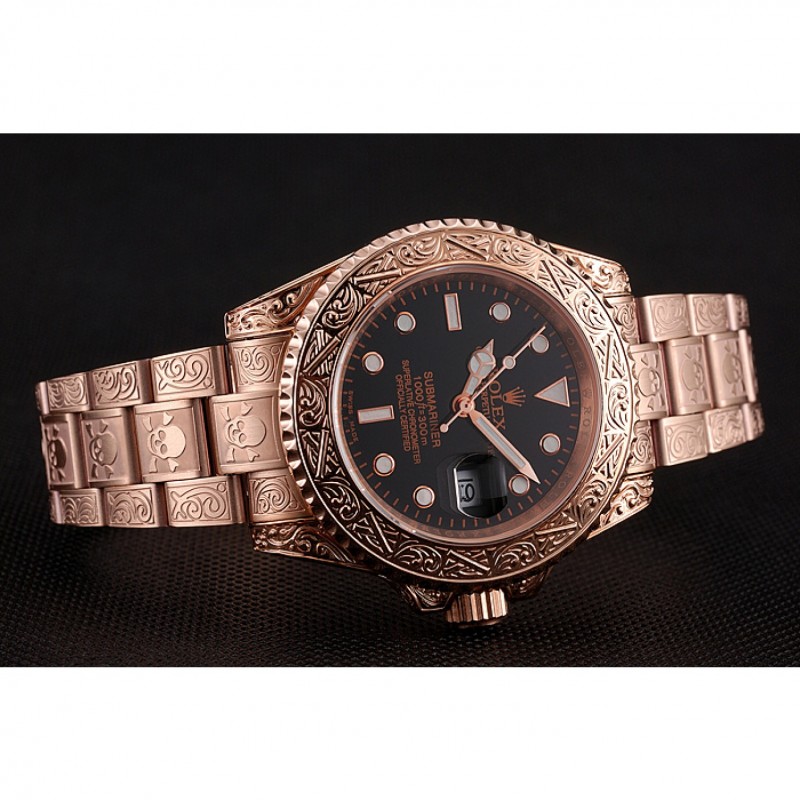 Best Swiss Rolex Submariner Skull Limited Edition Black Dial Rose Gold Case And Bracelet 1454086-4