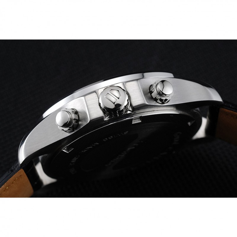 SS Tag Heuer Carrera Tachymeter Bezel Black Dial Black Leather Strap-7