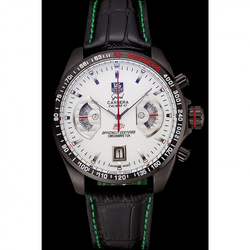 Tag Heuer Carrera Black Stainless Steel Case White Dial 98246-1
