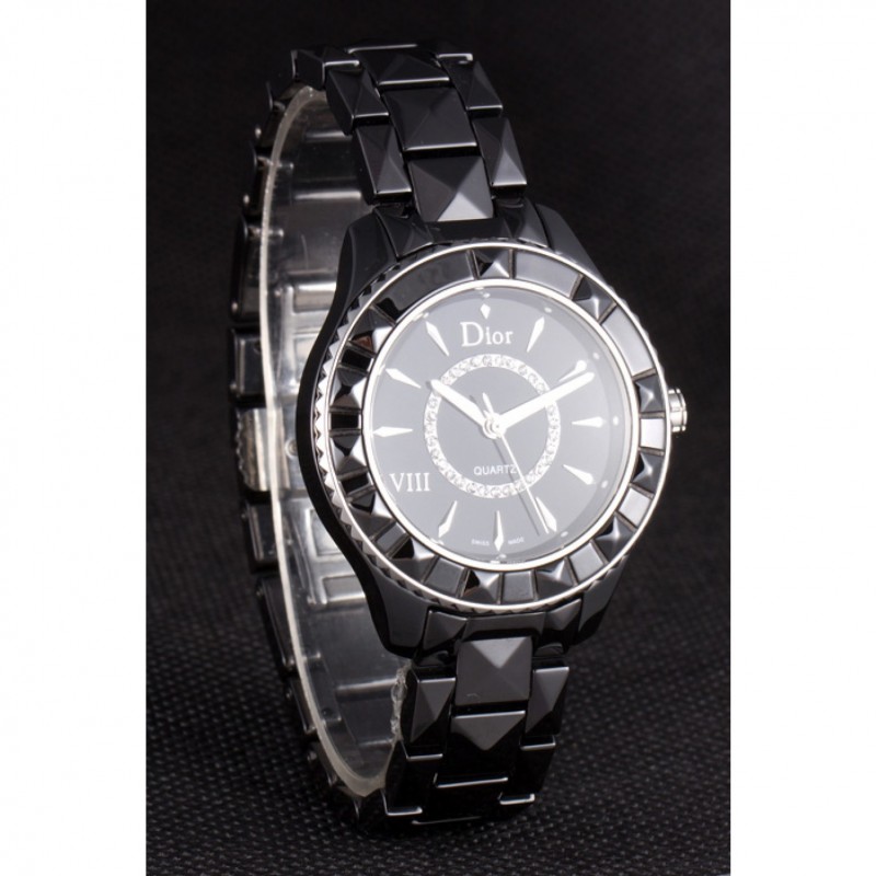 Dior VIII Ceramic Black Bezel Black Bracelet cd10 621363-2