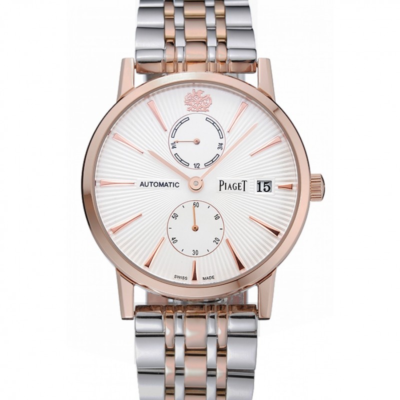 Piaget Altiplano White Dial Rose Gold Case Two Tone Stainless Steel Bracelet 1454231-0