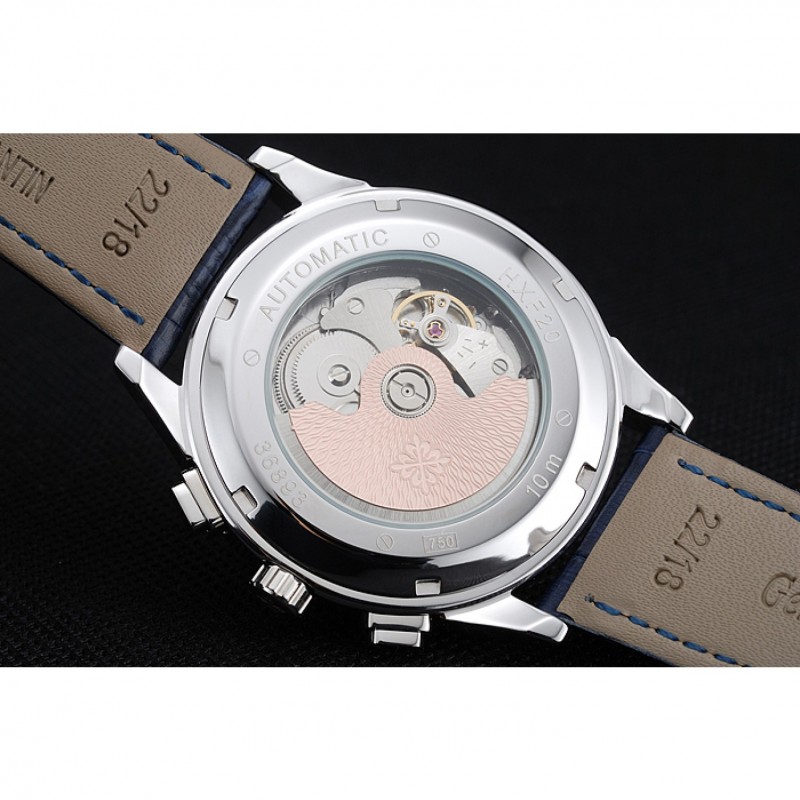 Best Patek Philippe Grand Complications Blue Dial Silver Case Blue Leather Bracelet 1454241-8