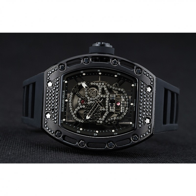 Richard Mille Tourbillon Skull RM 052 Black Case Black Rubber Bracelet 1454260-3
