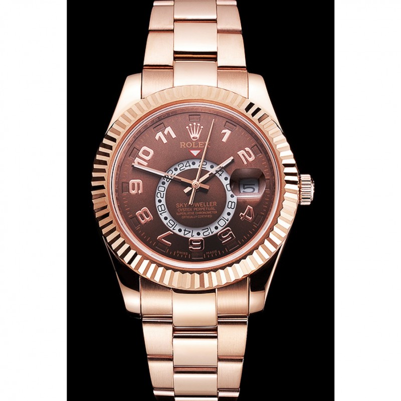 High End Rolex Sky Dweller Brown Dial Rose Gold Case Ad Bracelet-1