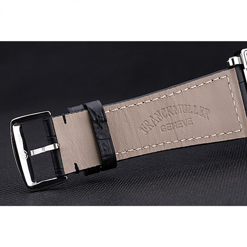 Luxury Replica Watches Franck Muller Master Square Diamonds Dial Diamonds Case Black Leather Band 622358-5