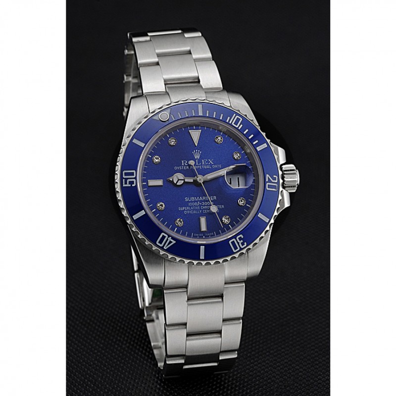 Rolex Submariner Stainless Steel Case Blue Dial Diamond Markers Stainless Steel Bracelet 622638-2
