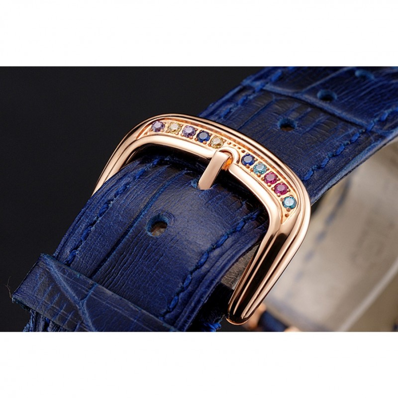 Franck Muller Double Mistery 4 Saisons White Dial Rose Gold Case Blue Leather Strap-5