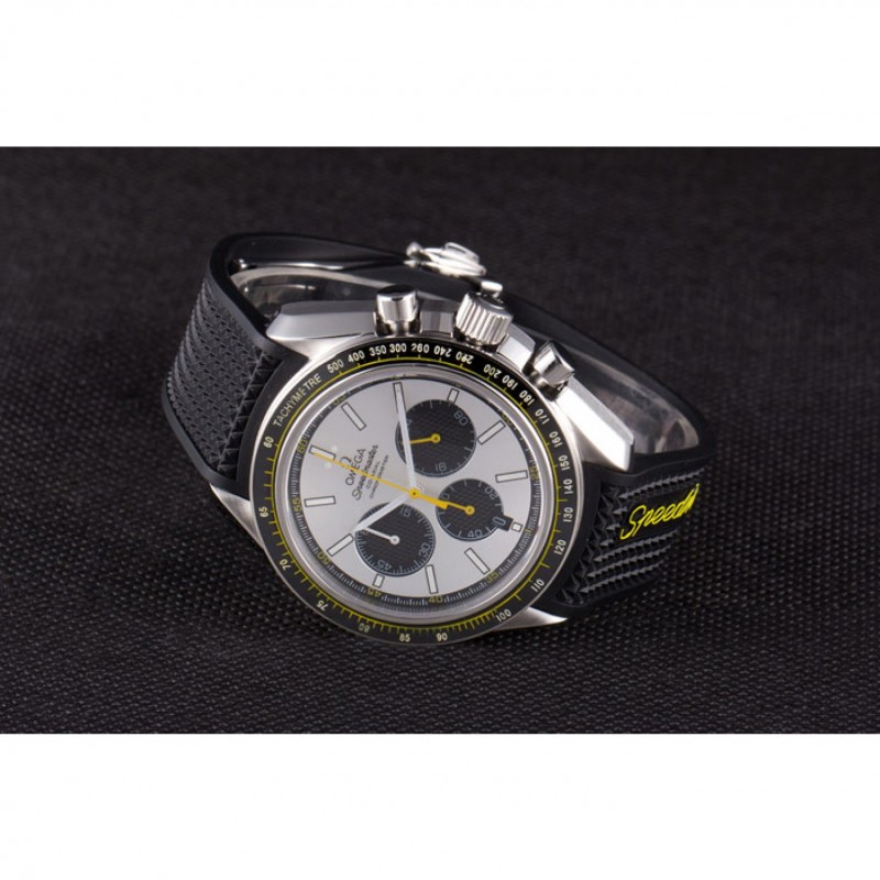 Omega Speedmaster Black Rubber Bracelet White Dial 801422-3