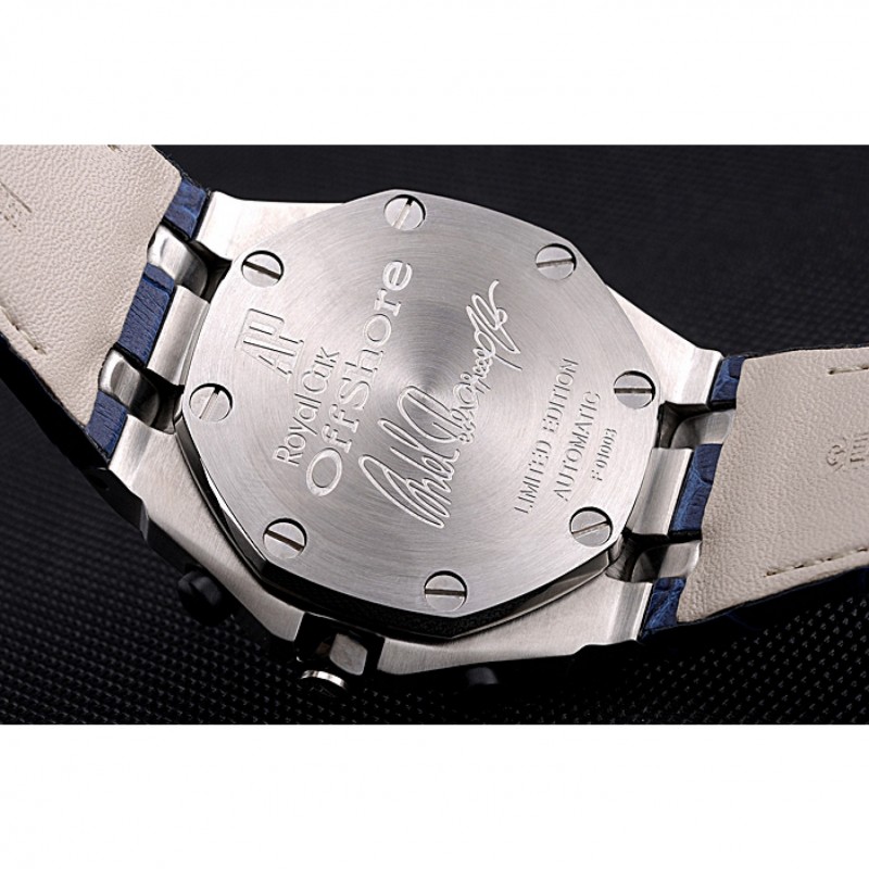 Swiss Audemars Piguet Royal Oak Offshore White Dial Stainless Steel Case Blue Leather Strap 622850-8