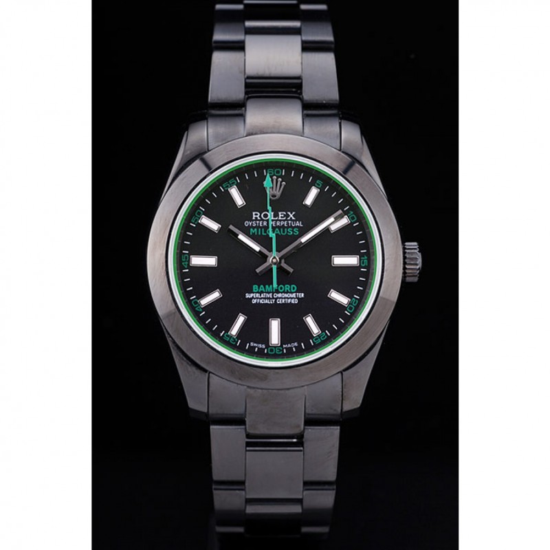 Rolex Milgaus Bamford Ion Plated Stainless Steel Bezel Black Dial 7476-1