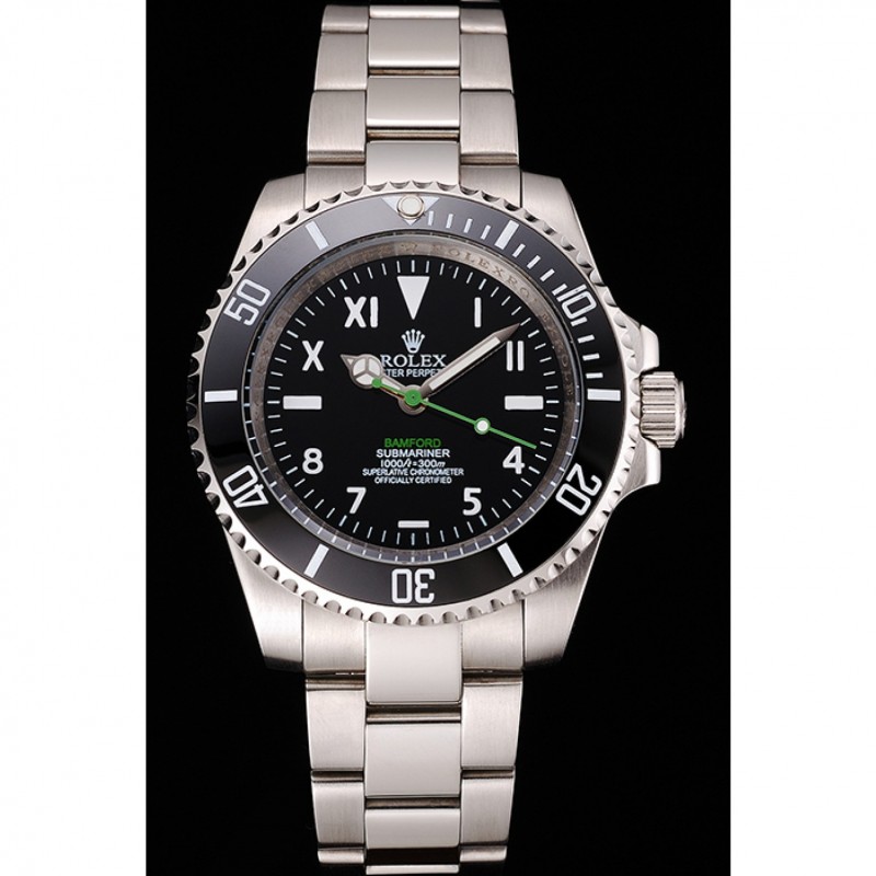 AAA Rolex Bamford Submariner Black Dial With Roman Numerals Black Bezel Stainless Steel Case And Bracelet-1