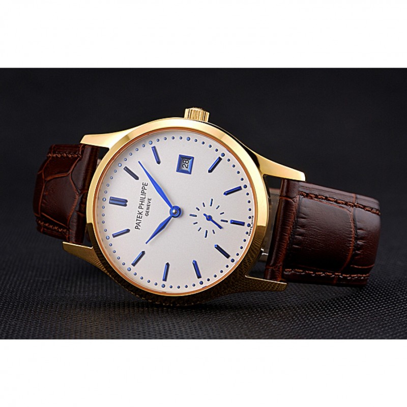 Patek Philippe Calatrava White Dial Gold Case Brown Leather Strap 622844-4