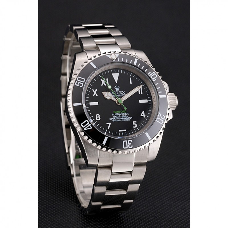 AAA Rolex Bamford Submariner Black Dial With Roman Numerals Black Bezel Stainless Steel Case And Bracelet-2