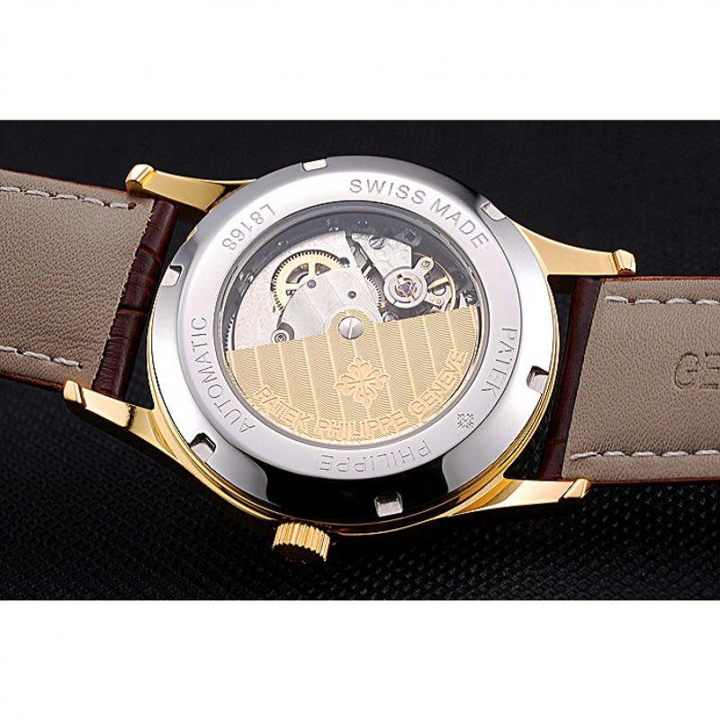 Patek Philippe Calatrava Gold Dial Gold Case Brown Leather Strap 622846-8