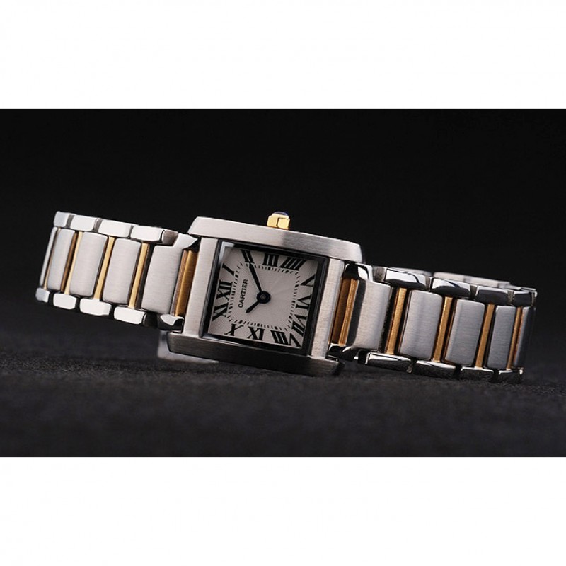 Best Cartier Tank Francaise 22mm White Dial Stainless Steel Case Two Tone Bracelet-5