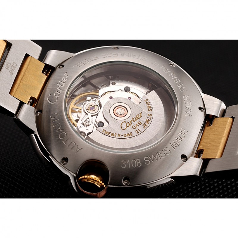 Swiss Cartier Ballon Bleu Two Timezone White Dial Diamond Case Gold And Silver Bracelet 1453876-6