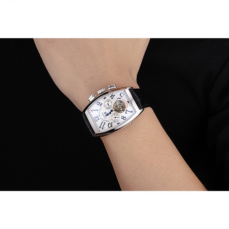 High Quality Franck Muller Casablanca Black Croco Leather Strap Tourbillon 80282-8