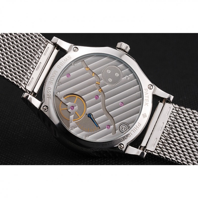 Patek Philippe Calatrava Small Seconds Black Engraved Dial Stainless Steel Case And Bracelet-7
