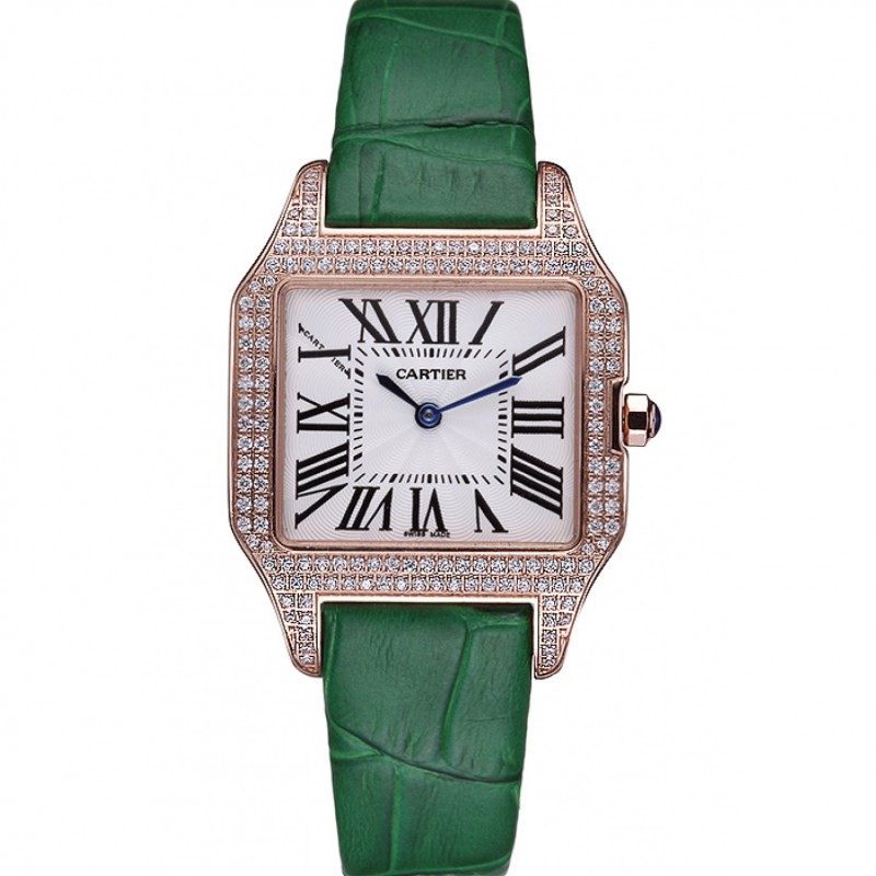 Cartier Santos 100 Diamond Rose Gold Bezel 621912-0