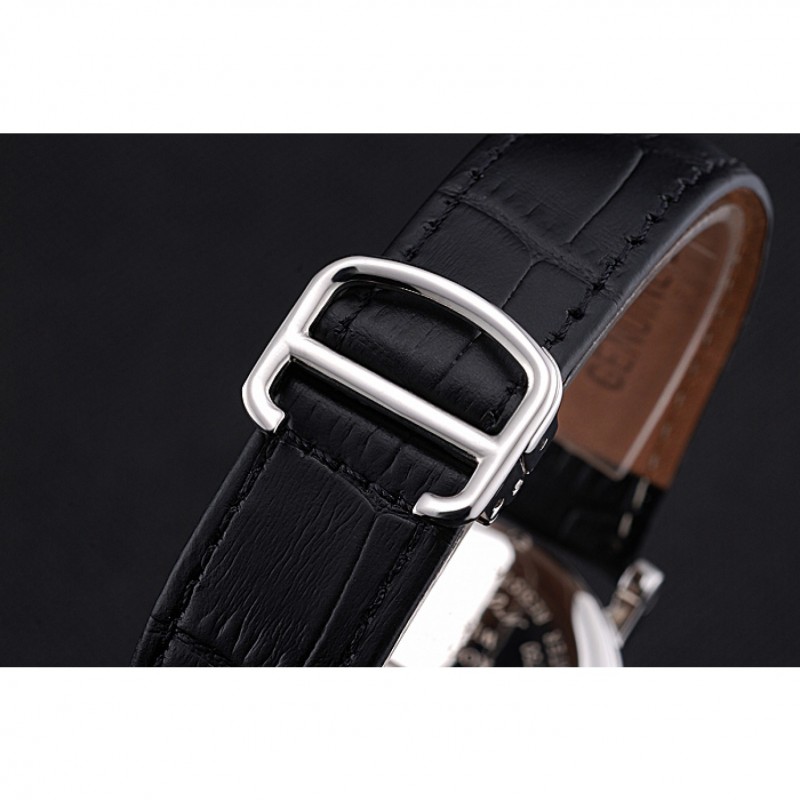 Cartier Ronde Second Time Zone White Dial Stainless Steel Case Black Leather Strap 622798-5
