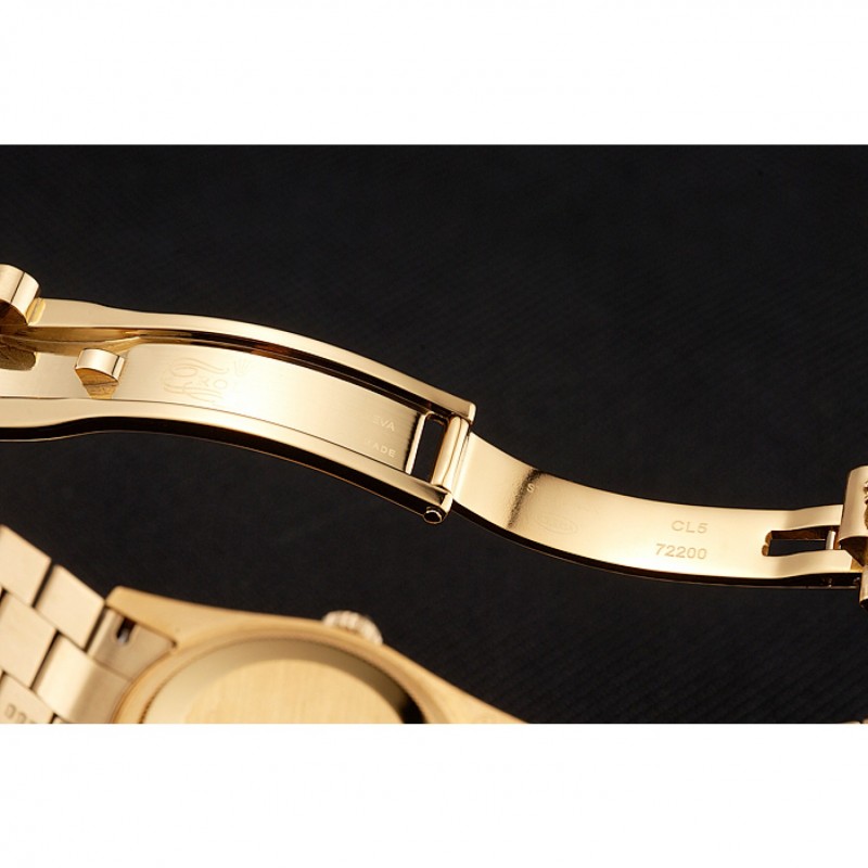 Swiss Rolex Datejust Champagne Dial Diamond Bezel Gold Bracelet 1454097-6