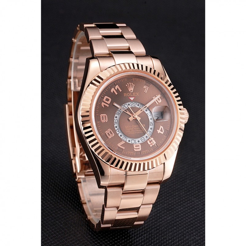 High End Rolex Sky Dweller Brown Dial Rose Gold Case Ad Bracelet-2