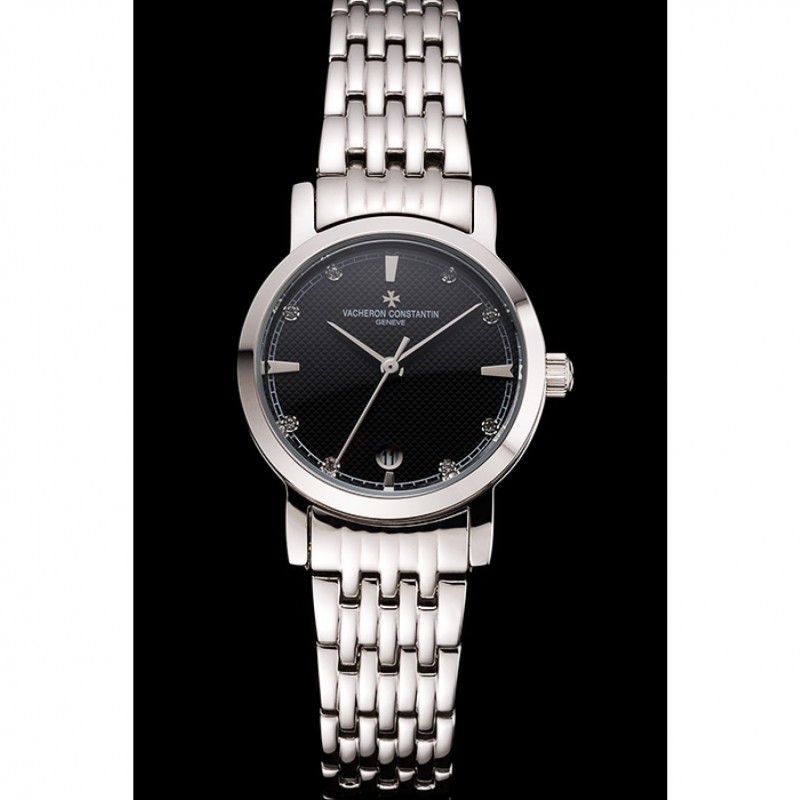Vacheron Constantin Fine Black Dial Silver Marks Stainless Steel Case And Bracelet-1