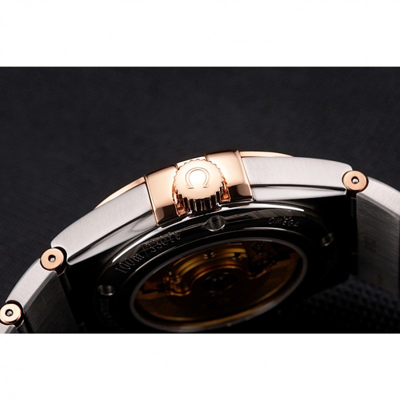 Swiss Omega Constellation White Dial Stainless Steel Case Rose Gold Bezel Two Tone Bracelet-8