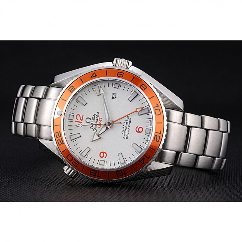 Omega Seamaster GMT White Dial Orange Bezel Stainless Steel Case 622718-3