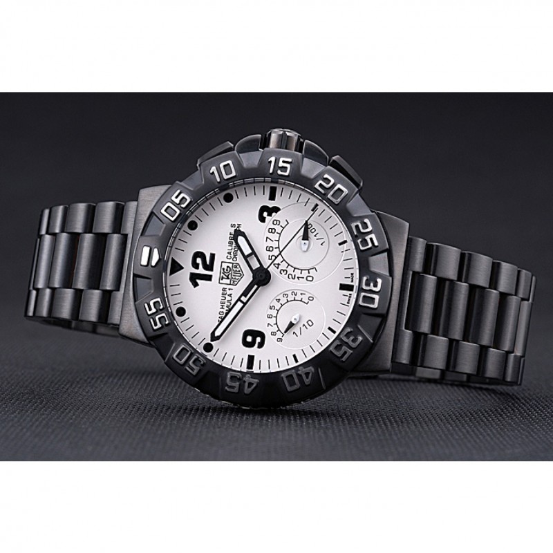 SS Replica Watches Tag Heuer Formula One Calibre S White Dial Ion Plated Steinless Steel Bracelet 622298-4