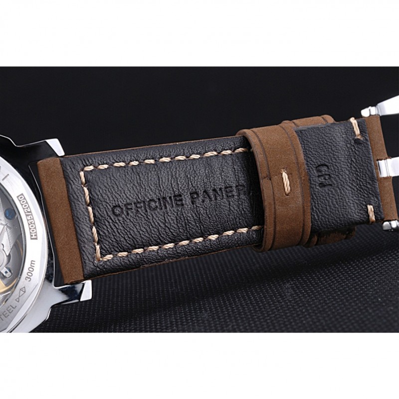 AAA Replica Watches Panerai Luminor Marina Stainless Steel Bezel Khaki Leather Bracelet 622311-6