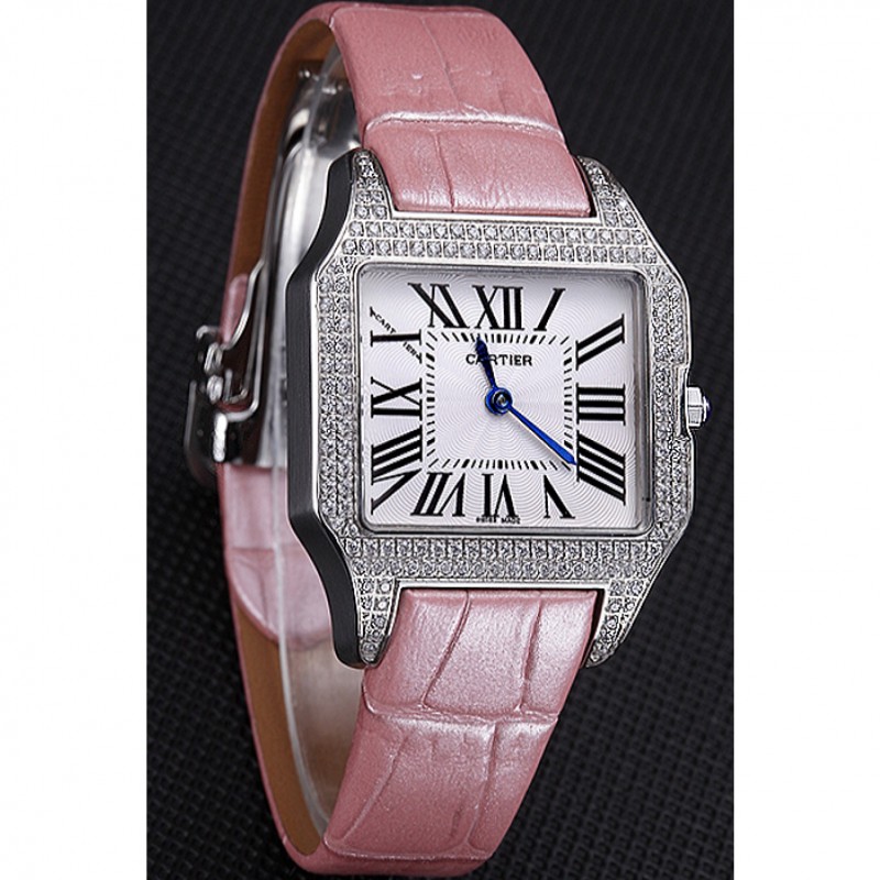 Cartier Santos 100 Diamond Silver Bezel 621910-2