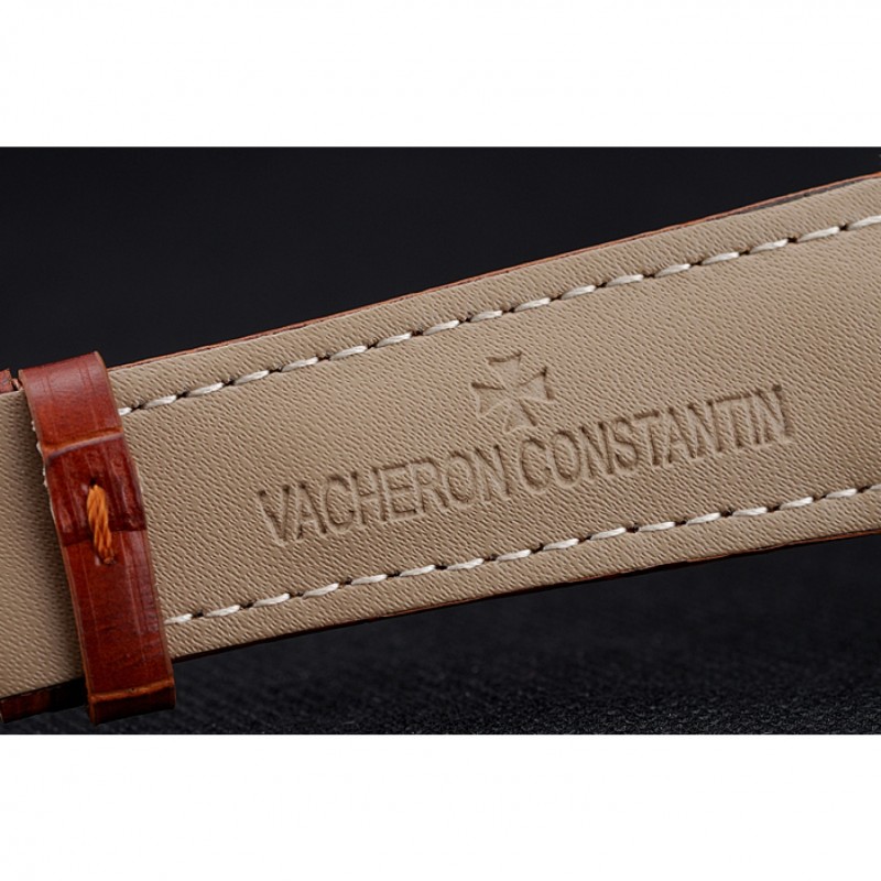 Vacheron Constantin Patrimony Power Reserve White Dial Silver Diamond Case Brown Leather Bracelet 1454266-6