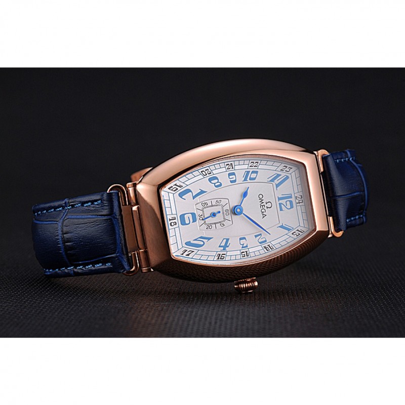 Omega Sochi Petrograd White Dial Gold Case Blue Leather Strap 622820-4
