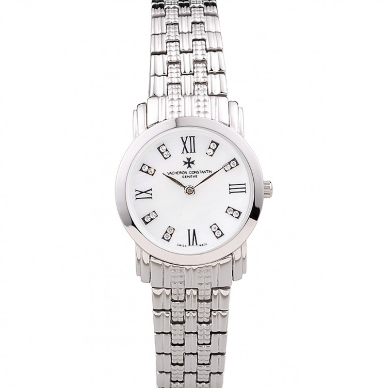 Vacheron Constantin Patrimony Traditionnelle White Dial Diamond Numerals Stainless Steel Bracelet-0