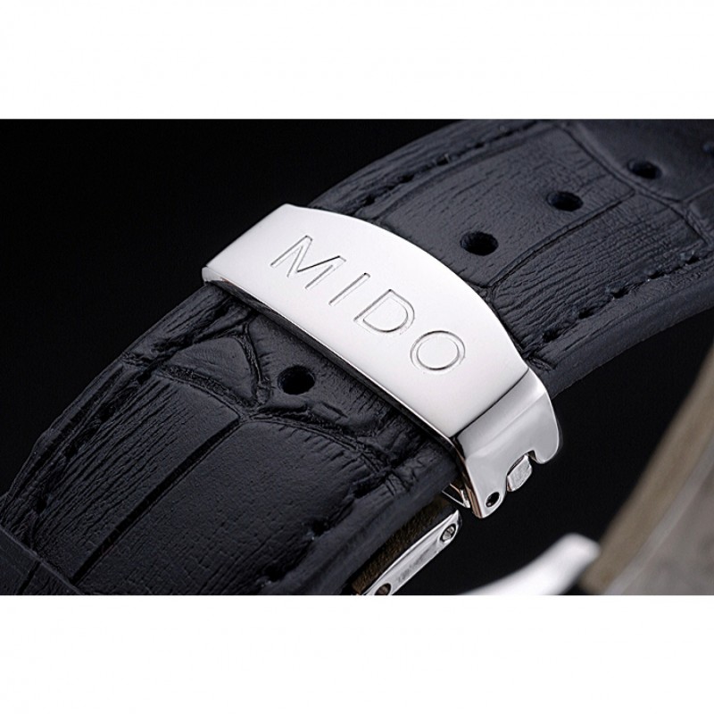 High End Replica Watches Mido Multifort Grey Dial Black Leather Strap 622179-4